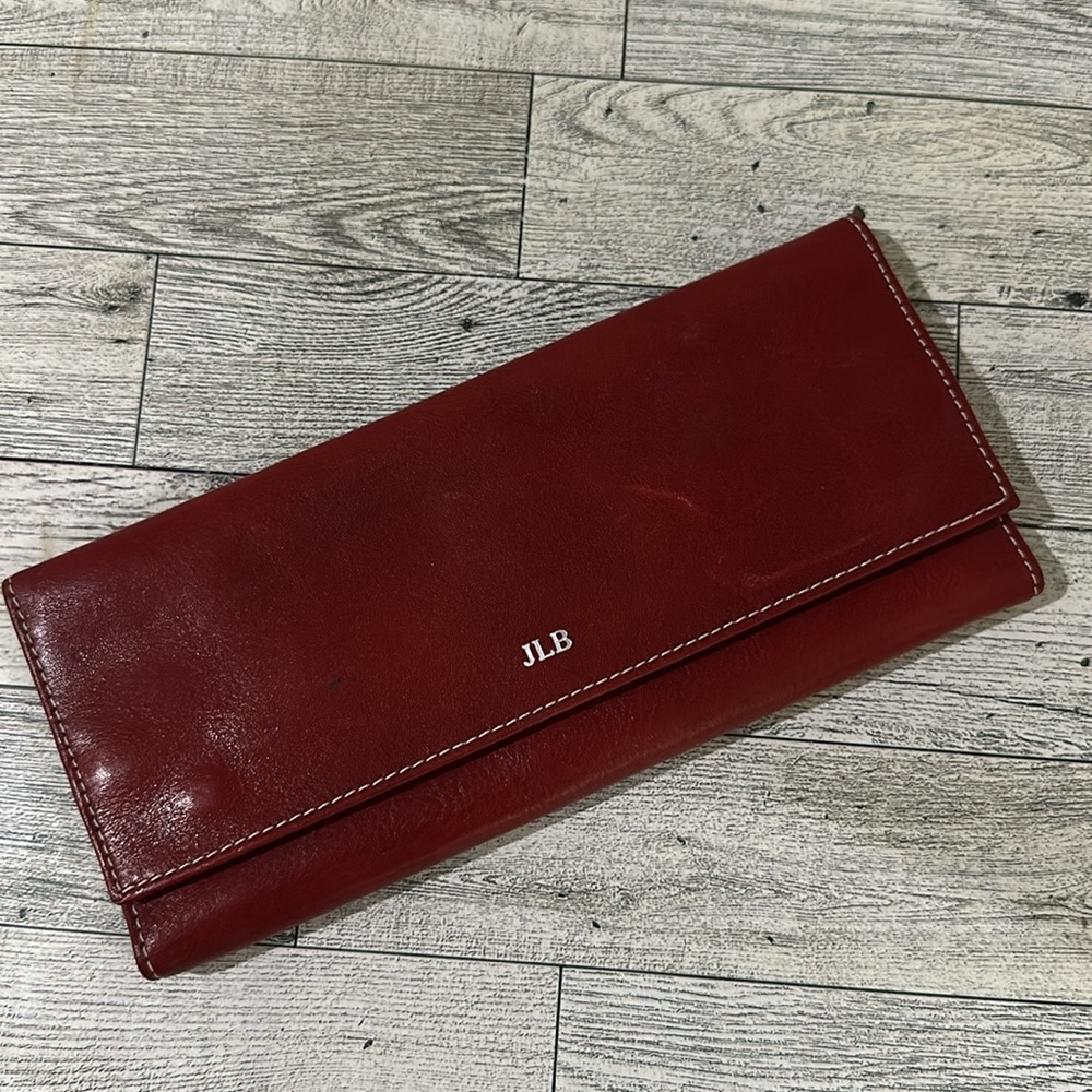 RED ENVELOPE red Leather Travel Jewelry Folding Case